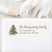 Rustic Elegant Taupe Fir Tree & Family Name Etiket (Insitu)