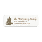 Rustic Elegant Taupe Fir Tree & Family Name Etiket (Voorkant)