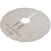 Rustic Elegant Taupe Herringbone Gepersonaliseerd Kerstboom Rok (Gekanteld)