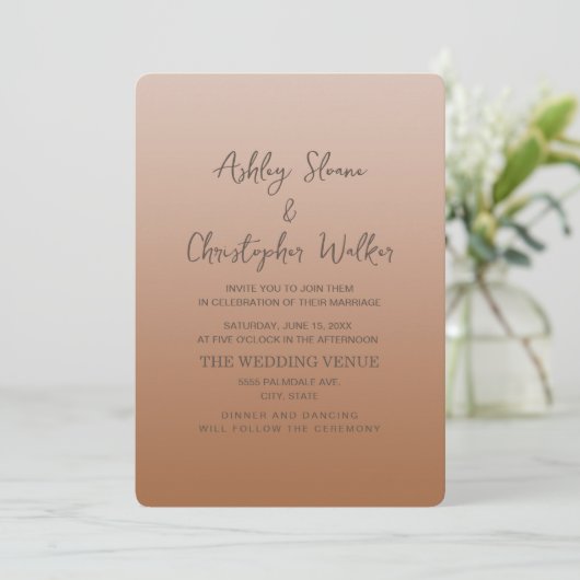 Rustic Elegant Terracotta Cream Ombre' Wedding Kaart (Staand voorkant)