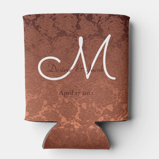 Rustic Elegant Terracotta Fall Wedding Monogram Blikjeskoeler (Achterkant)