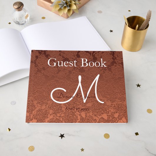 Rustic Elegant Terracotta Fall Wedding Monogram Gastenboek (Voorkant open)