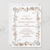 Rustic Elegant Terracotta Floral Script Wedding Kaart (Voorkant)