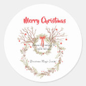 Rustic elegant watercolour Christmas Ronde Sticker (Voorkant)