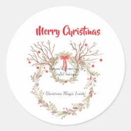 Rustic elegant watercolour Christmas Ronde Sticker