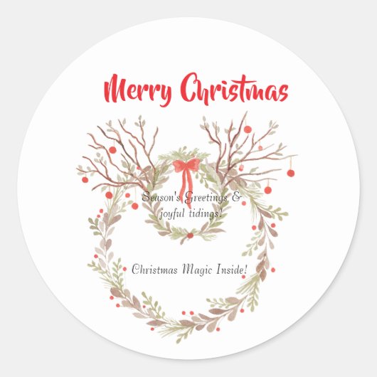 Rustic elegant watercolour Christmas Ronde Sticker (Voorkant)