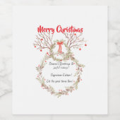 Rustic elegant watercolour Christmas Wijn Etiket (Enkel label)