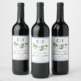 Rustic Elegant Waterverf Blueberry Wine Wijn Etiket