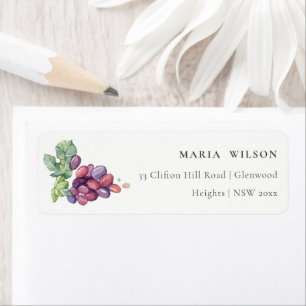 Rustic Elegant Waterverf Grape Foliage Address Etiket