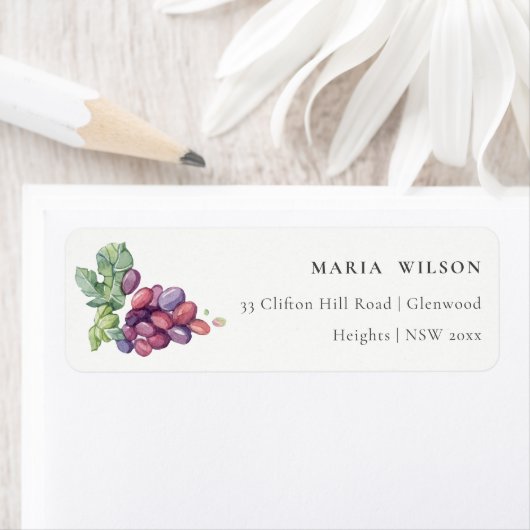 Rustic Elegant Waterverf Grape Foliage Address Etiket (Insitu)
