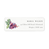 Rustic Elegant Waterverf Grape Foliage Address Etiket (Voorkant)