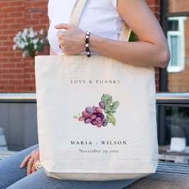 Rustic Elegant Waterverf Grape Foliage Wedding Tote Bag