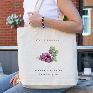 Rustic Elegant Waterverf Grape Foliage Wedding Tote Bag