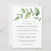 Rustic Elegant Waterverf Greenery Sprig Wedding Kaart (Voorkant)