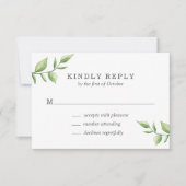 Rustic Elegant Waterverf Greenery Sprig Wedding RSVP Kaartje (Voorkant)