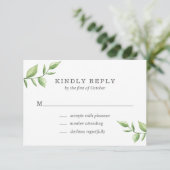 Rustic Elegant Waterverf Greenery Sprig Wedding RSVP Kaartje (Staand voorkant)