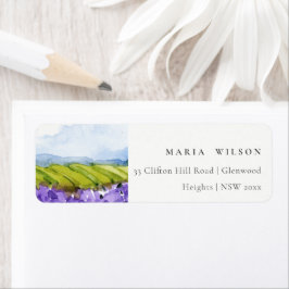 Rustic Elegant Waterverf Lavender Fields Adres Etiket