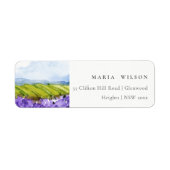 Rustic Elegant Waterverf Lavender Fields Adres Etiket (Voorkant)