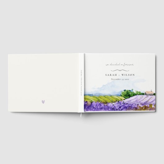 Rustic Elegant Waterverf Lavender Fields Wedding Gastenboek (Volledig)