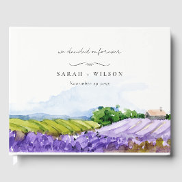 Rustic Elegant Waterverf Lavender Fields Wedding Gastenboek