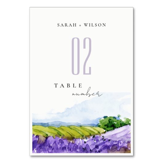 Rustic Elegant Waterverf Lavender Fields Wedding Kaart (Achterkant)