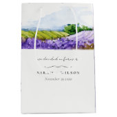 Rustic Elegant Waterverf Lavender Fields Wedding Medium Cadeauzakje (Voorkant)