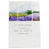 Rustic Elegant Waterverf Lavender Fields Wedding Medium Cadeauzakje (Achterkant)