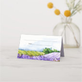 Rustic Elegant Waterverf Lavender Fields Wedding Plaatskaartje (Achterkant)