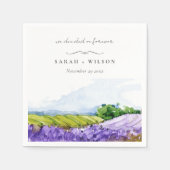 Rustic Elegant Waterverf Lavender Fields Wedding Servet (Voorkant)
