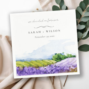 Rustic Elegant Waterverf Lavender Fields Wedding Servet