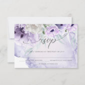 Rustic Elegant Waterverf Lila papaver RSVP-kaart RSVP Kaartje (Voorkant)