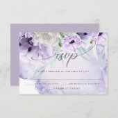 Rustic Elegant Waterverf Lila papaver RSVP-kaart RSVP Kaartje (Voorkant / Achterkant)