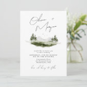 Rustic Elegant Waterverf Mountain Wedding Kaart (Staand voorkant)