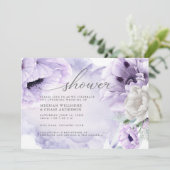 Rustic Elegant Waterverf Violet Floral Poppies Kaart (Staand voorkant)