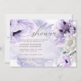 Rustic Elegant Waterverf Violet Floral Poppies Kaart