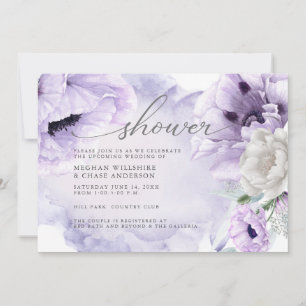 Rustic Elegant Waterverf Violet Floral Poppies Kaart