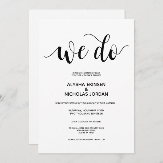 Rustic Elegant We doen een huwelijksuitnodiging Programmakaart (Voorkant / Achterkant)