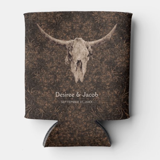 Rustic Elegant Wedding Brown Western Bull Skull Blikjeskoeler (Voorkant)