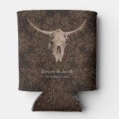 Rustic Elegant Wedding Brown Western Bull Skull Blikjeskoeler (Achterkant)