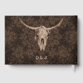Rustic Elegant Wedding Brown Western Bull Skull Gastenboek (Achterkant)