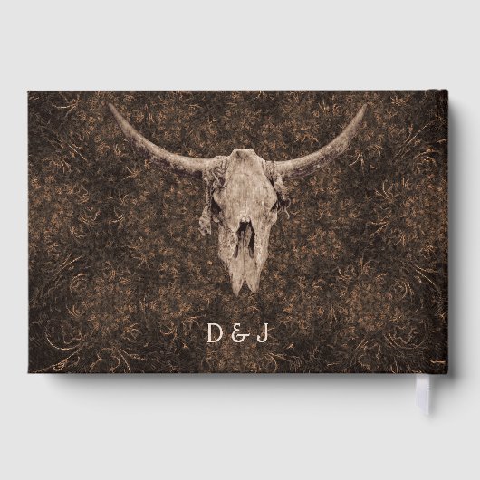Rustic Elegant Wedding Brown Western Bull Skull Gastenboek (Achterkant)