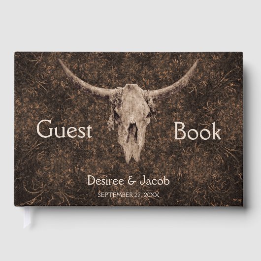 Rustic Elegant Wedding Brown Western Bull Skull Gastenboek (Voorkant)