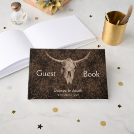 Rustic Elegant Wedding Brown Western Bull Skull Gastenboek