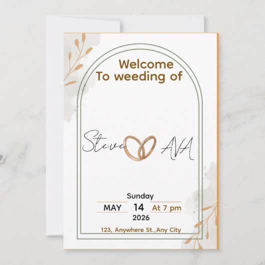 Rustic Elegant Wedding Invitation Kaart (Voorkant)