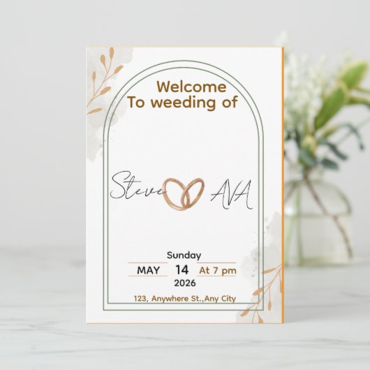 Rustic Elegant Wedding Invitation Kaart (Staand voorkant)