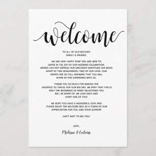 Rustic Elegant Wedding Welcome and Itinerary Card Programmakaart