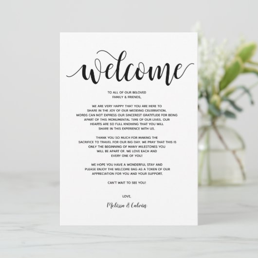 Rustic Elegant Wedding Welcome and Itinerary Card Programmakaart (Staand voorkant)