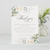 Rustic Elegant White Greenery Floral Wedding Bedankkaart (Staand voorkant)