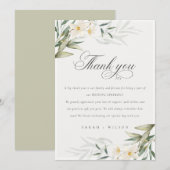 Rustic Elegant White Greenery Floral Wedding Bedankkaart (Voorkant / Achterkant)