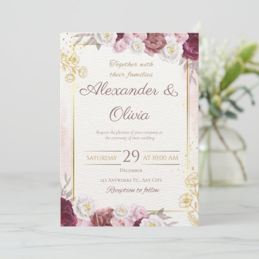 Rustic Elegant White Wedding Kaart (Staand voorkant)